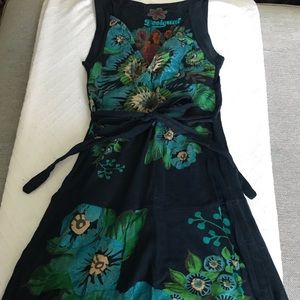 Desigual blue and aqua mini balloon skirt dress
